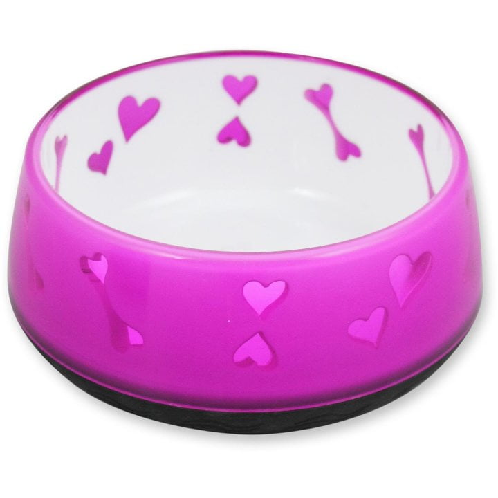 2er sparpack hundenapf wasser und futternapf dog love bowl 2 x 600 ml rosa mit gratis spielzeug
