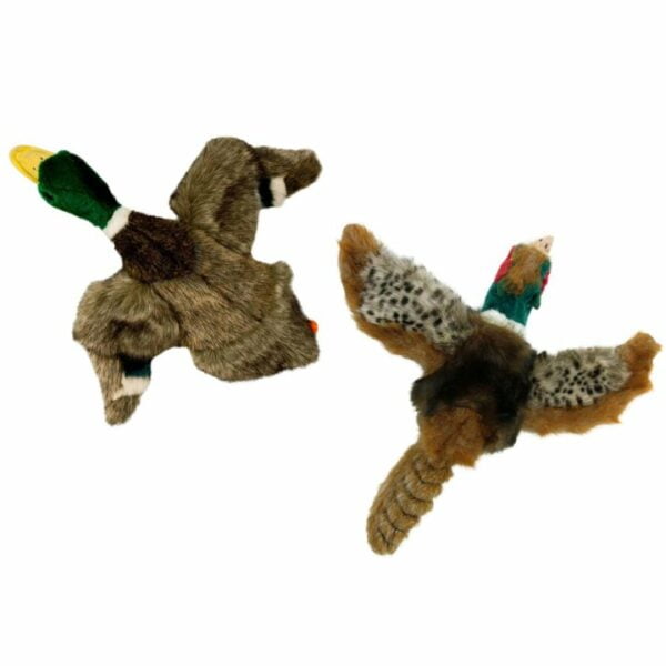 2er sparpack hundespielzeug kuscheltier plueschtier wildvoegel ente und fasan