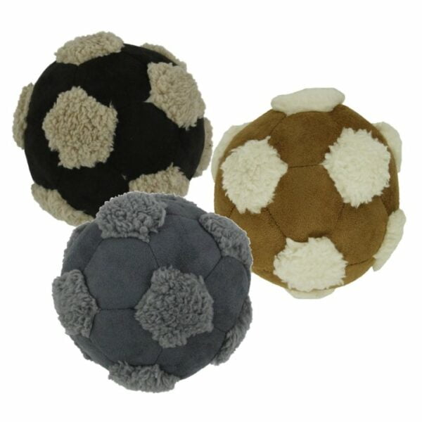3er sparset hundespielzeug soccerball lammfell grau braun hellbraun ca 15 cm