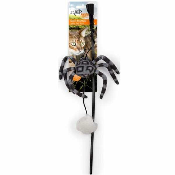 katzenspielzeug katzenangel spinne natural instincts spider web wand grau schwarz