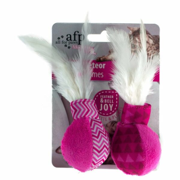 katzenspielzeug meteor mit federn modern cat feather meteor pink