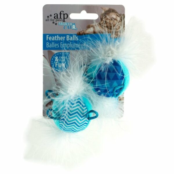 modern cat feather ball katzenspielzeug blau