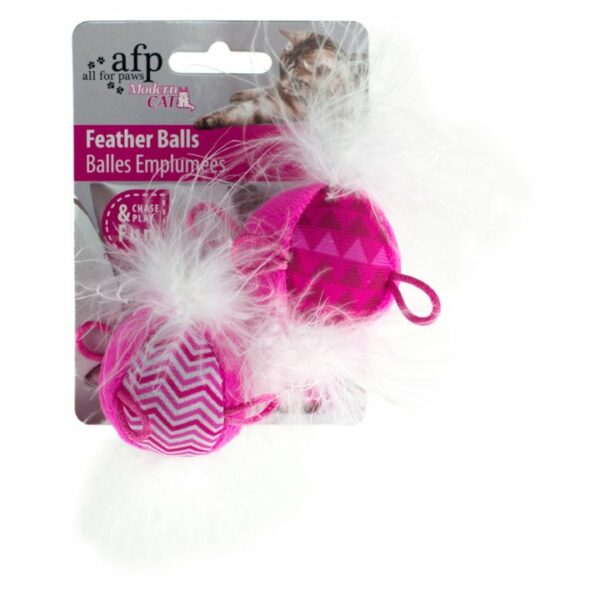 modern cat feather ball katzenspielzeug rosa