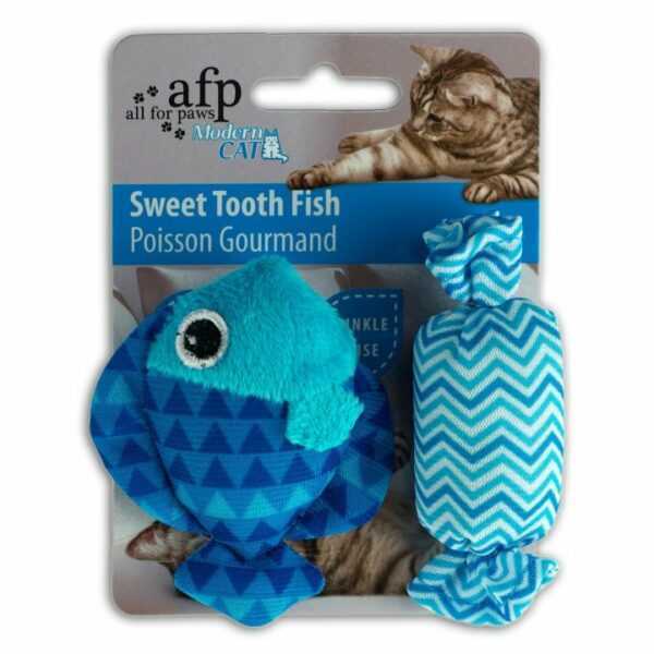 modern cat sweet tooth fish katzenspielzeug blau