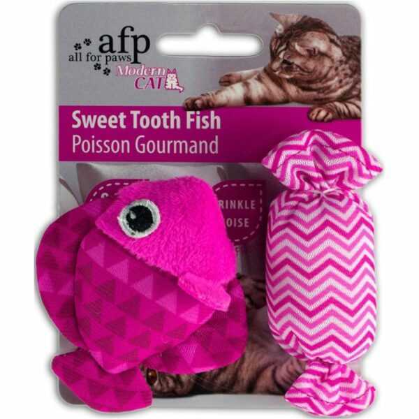 modern cat sweet tooth fish katzenspielzeug rosa
