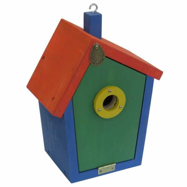 nistkasten vogelhaus meisenkasten nisthoehle nisthilfe joya aus laerchenholz rot blau gruen