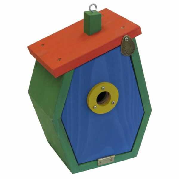 nistkasten vogelhaus meisenkasten nisthoehle nisthilfe startup aus laerchenholz rot gruen blau