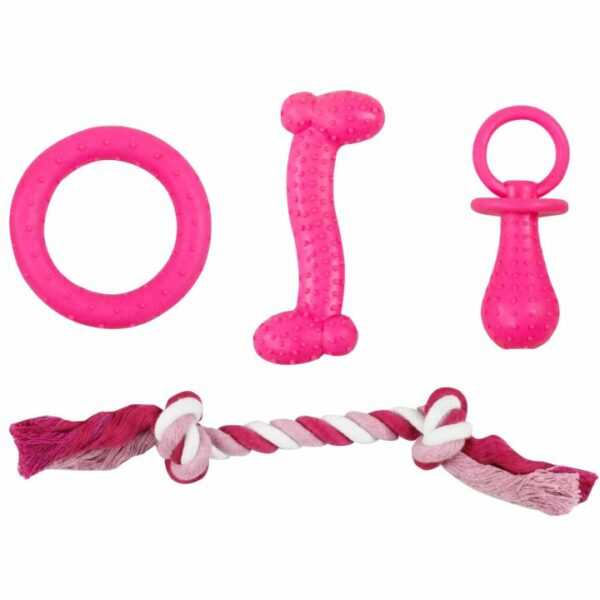 welpen starter spielzeugset geschenk set spielzeugmix puppy toy set pink