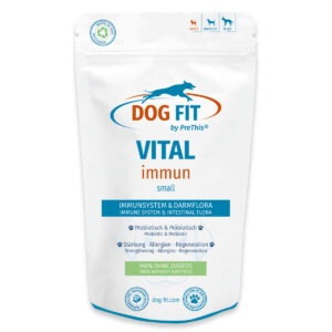 DOG FIT by PreThis® VITAL immun » Immunsystem & Stärkungspräparat für Hunde plus Darmaufbau » Pro- & präbiotisch » small bis 10kg » 60 Kapseln
