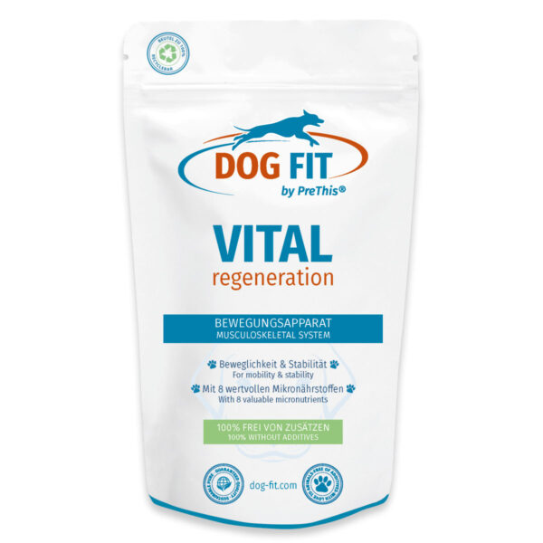 DOG FIT by PreThis® VITAL regeneration » Bandscheiben, Sehnen, Bänder & Knorpel Präparat für Hunde » 60 Kapseln