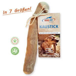 DOG FIT by PreThis® Hunde Kauholz für die Zahnpflege| Kaffeebaumholz Kaustick | In 7 Größen | Splitterfreie Zahnpflege für Hunde aus ökologischem Anbau