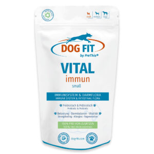 VITAL immun für Darmgesundheit & Immunsystem von Hunden | Pro- & Präbiotika, Colostrum & Vitalpilze | DOG FIT by PreThis® | small 60 Kapseln