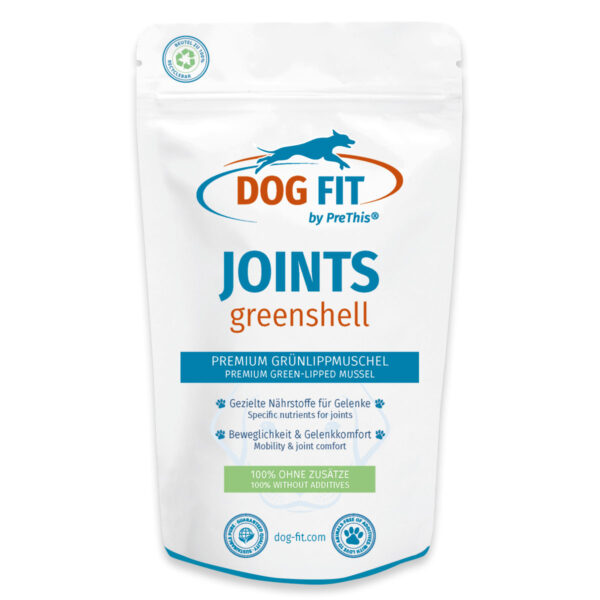 Grünlippmuschel für Hunde | Natürliche Unterstützung für die Gelenke | DOG FIT by PreThis JOINTS greenshell | Frei von Zusätzen | 60 Kapseln