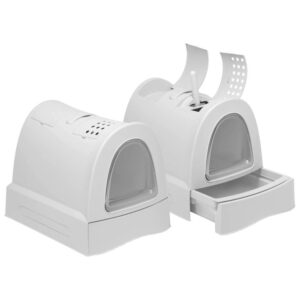 2er Sparpack Katzentoilette Haubentoilette mit Schublade Tragegriff Staufach Kohlefilter Hellgrau (22,50 € pro 1 Stück)