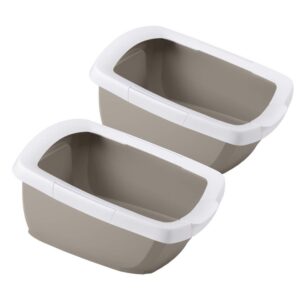 2er Sparpack Katzentoilette Schalentoilette mit abnehmbarem Rand weiss-grau (17,49 € pro 1 Stück)