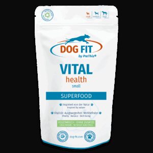 VITAL health Superfood-Ergänzung für Hunde | Mit Vitalpilzen, Ginseng & natürlichen Antioxidantien | Vegetarisch & ohne Zusätze | DOG FIT by PreThis® 120g