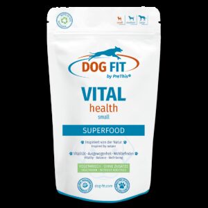 VITAL health Superfood-Ergänzung für Hunde | Mit Vitalpilzen, Ginseng & natürlichen Antioxidantien | Vegetarisch & ohne Zusätze | DOG FIT by PreThis® 120g