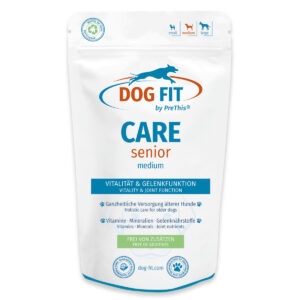 Vitalität & Gelenke | Ergänzung für ältere Hunde CARE senior | Wirbelsäule, Knochen, Augen, Stoffwechsel | DOG FIT by PreThis | 10-25kg | 60 Kapseln
