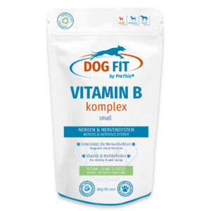 Vitamin B Komplex für Hunde | Hochwertig, vegan, frei von Zusätzen | DOG FIT by PreThis | 60 Kapseln small bis 10kg | Für Nerven & Wohlbefinden