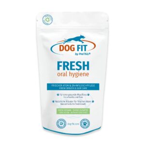 Frischer Atem & Zahnfleischpflege für Hunde | Mundgeruch | DOG FIT by PreThis FRESH | Vegan | Frei von Zusätzen | 80g