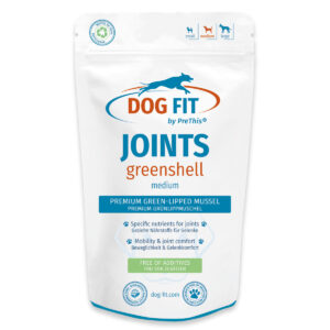 Grünlippmuschel für mittelgroße Hunde 10-25kg | Gelenkkapseln JOINTS greenshell mit Kollagen | DOG FIT by PreThis | 60 Kps.