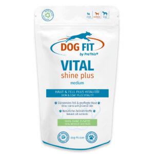 Glänzendes Fell & Haarausfall bei Hunden 10-25kg | VITAL shine plus mit Omega 3 | DOG FIT by PreThis | 60 Kapseln