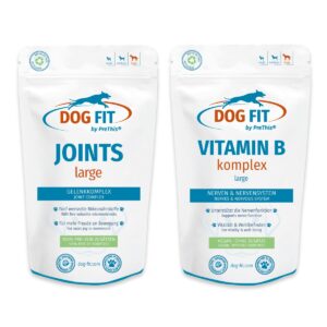 Gelenke & Nerven Kombiset für große Hunde ab 25kg | JOINTS & VITAMIN B mit Folsäure & Biotin | DOG FIT by PreThis | 120 Kps.