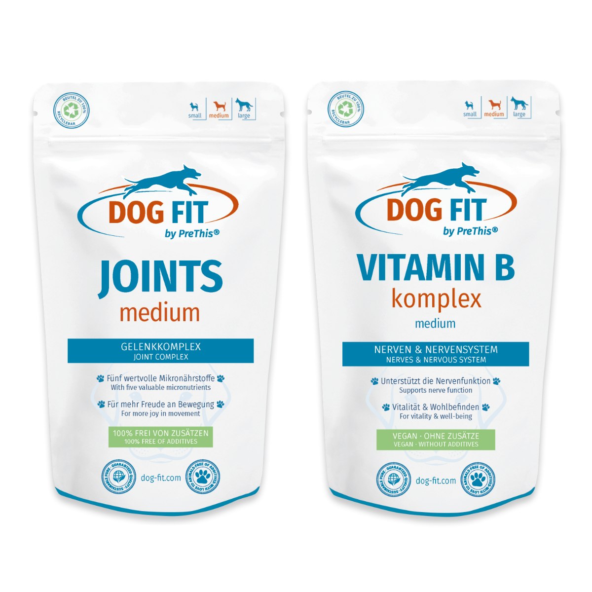 Vitamin B12 & Gelenkkur für mittelgroße Hunde 10-25kg | JOINTS & VITAMIN B Set mit Biotin | DOG FIT by PreThis | 120 Kps. 1 Vitamin B12 & Gelenkkur für mittelgroße Hunde 10-25kg | JOINTS & VITAMIN B Set mit Biotin | DOG FIT by PreThis | 120 Kps.