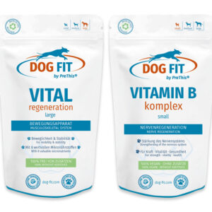 Wirbelsäule & Nerven Set für große Hunde ab 25kg | VITAL regeneration & VITAMIN B mit Biotin | DOG FIT by PreThis | 120 Kps.